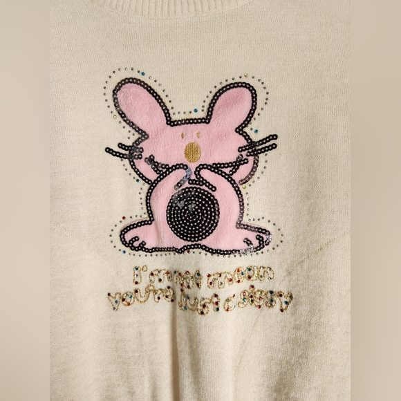 Azona A02 Cream Pink Rabbit Scoop Neck Sweater-Size Large - Picture 4 of 8